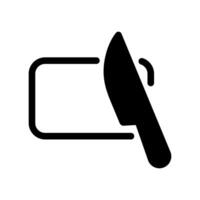 Icon featuring a cutting board alongside a kitchen knife utensil vector
