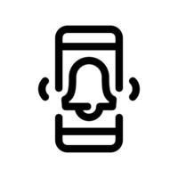 Smartphone Outline Icon with Solid Bell Ringing Notification Symbol vector