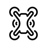 Top down view outline icon of a quadcopter drone showing its four rotors vector