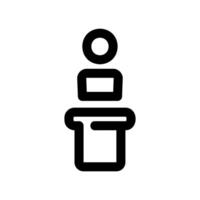 Figure Standing at Lectern Icon Representing Public Speaking Session vector