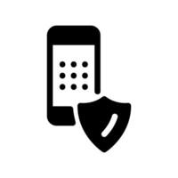Smartphone Screen Protected by a Digital Security Shield Icon Graphic vector