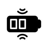 Battery showing partial charge level while undergoing wireless charging vector