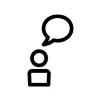 Simple Icon of a Person with a Speech Bubble Indicating Thought or Talk vector