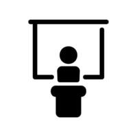 Speaker Standing at a Lectern Addressing Audience from Center Stage vector