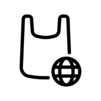 Plastic Bag Icon Combined with a Globe Symbolizing Global Impact Use vector
