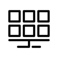 Array of Solar Panels Mounted on Ground Stand Line Art Icon vector