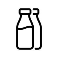 Icon depicting two glass bottles containing milk, representing dairy product quantity side by side vector