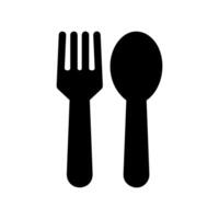 Black Silhouette Icon Showing a Fork and Spoon Side by Side Utensils vector