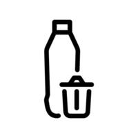 Plastic bottle icon positioned next to a trash bin indicating proper waste disposal vector