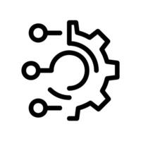 Gear icon connected to multiple nodes symbolizing network or API configuration vector