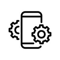 Mobile device screen showing gear icons symbolizing system settings menu vector