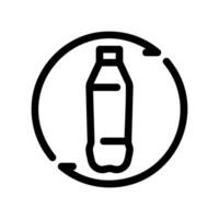 Plastic bottle icon enclosed within a circular arrow symbolizing recycling process loop vector