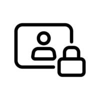 Private User Profile Outline Icon with Person and Padlock Symbol vector