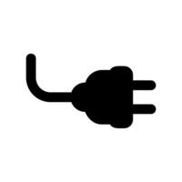 Simple Black Icon of an Electrical Plug with a Short Segment of Cord vector