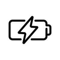 Horizontal battery symbol featuring a lightning bolt indicating fast charging capability feature vector
