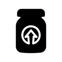Jar Container Icon with an Upward Arrow Symbol Inside a Circle Mark vector