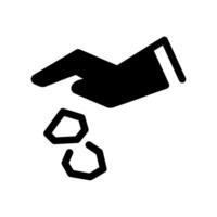 Icon showing a hand discarding small pieces of trash irresponsibly vector