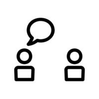 Two Figures Icon with One Person Speaking via a Speech Bubble Outline vector