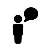 Simple Icon Showing a Person Figure with an Empty Speech Bubble Nearby vector