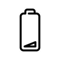 Vertical battery icon showing critically low charge level with minimal power remaining inside vector