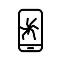 Mobile phone icon with a spiderweb crack pattern across the screen indicating damage vector