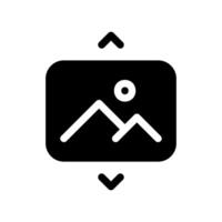 Image Icon with Vertical Arrows Indicating Resize or Scroll Function vector