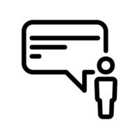 Person Icon Standing Next to a Large Speech Bubble for Communication vector