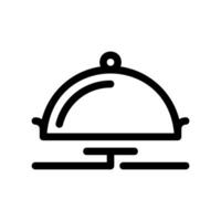 Outline Icon of a Domed Serving Cover or Cloche on a Platter Base vector