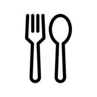 Outline Icon Depicting a Fork and Spoon Utensil Set Together vector