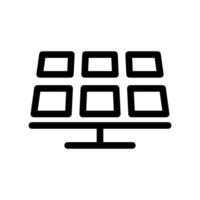 Outline icon of a solar panel array used for converting sunlight into electricity source vector