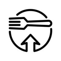Fork Inside Circle with Up Arrow Line Art Food Service Utility Icon vector