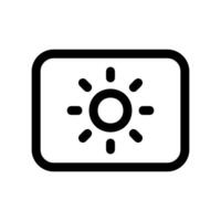 Screen Brightness Setting Outline Icon with Sun Symbol Graphic vector