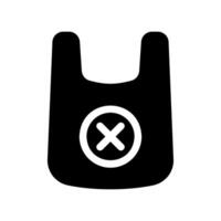 Monochrome Icon Plastic Shopping Bag with Circular X Rejection Sign vector