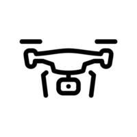 Outline icon of an unmanned aerial vehicle or quadcopter shown from side view vector