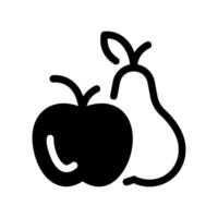 Silhouette icon showing an apple and a pear fruit side by side, representing fruit variety vector