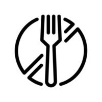 Fork Dividing Circular Plate Outline Icon for Meal Portion Control vector