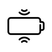 Completely depleted battery icon starting to receive charge through wireless power waves vector