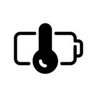 Icon showing a battery next to a thermometer, indicating temperature effect vector