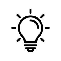 Glowing light bulb icon symbolizing idea, innovation, creativity, or bright solution concept vector