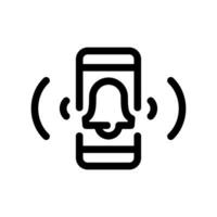 Outline Icon of Smartphone with Ringing Bell Notification Audible Alert vector