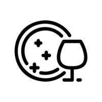 Outline Icon of Clean Sparkling Plate Stacked with Clear Wine Glass vector