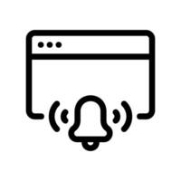 Web browser interface window displaying an active notification bell icon vector