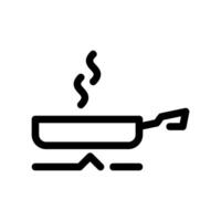 Outline Icon of a Frying Pan with Steam Rising Above Burner vector