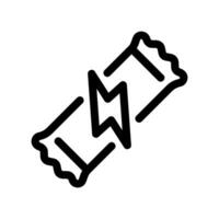 Energy Bar Icon with Wrapper Partially Torn Open and Lightning Bolt Symbol vector