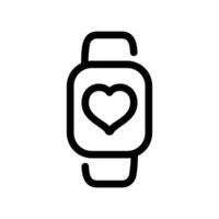 Smartwatch Outline Icon with Heart Symbol on Screen Line Art Graphic vector
