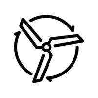 Rotating blades within circular arrows icon representing airflow or renewable energy source vector