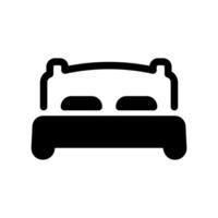Front View Silhouette of a Double Bed with Headboard and Two Pillows vector
