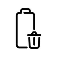 Battery icon next to a trash bin representing proper disposal or recycling procedures symbol vector