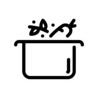 Line Art Graphic Depicting a Simmering Saucepan with Contents vector