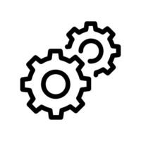Two interlocking cogwheels symbolizing process integration and mechanical function working together vector